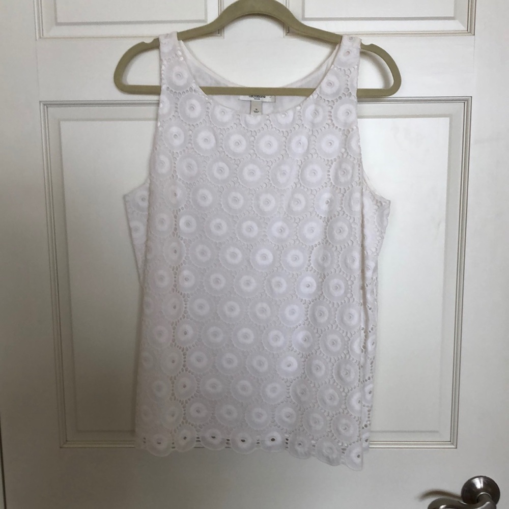 Liz Claiborne eyelet cotton tank top , white size 16 never worn